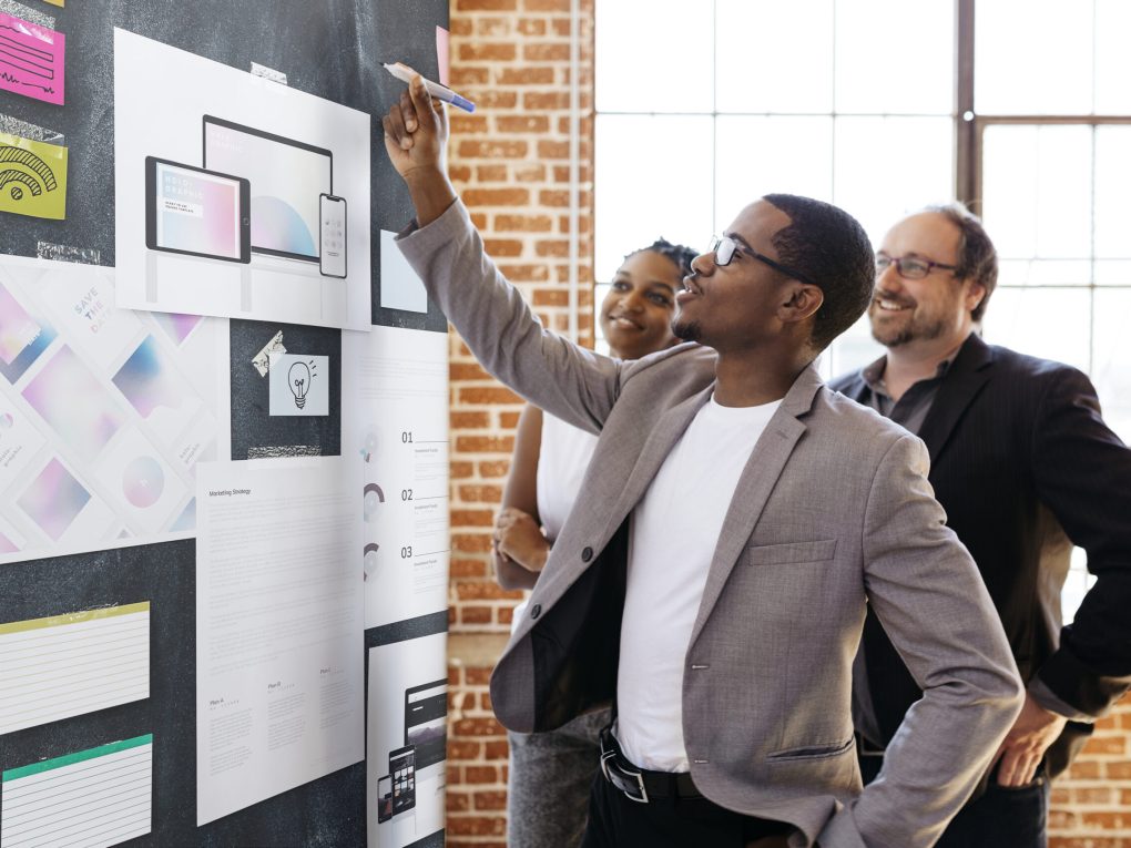 Whiteboard mockup, business planning editable design psd